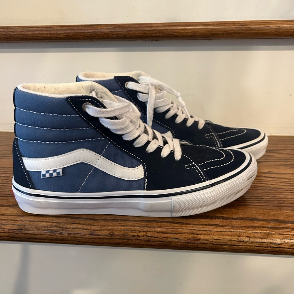 Vans Blue and White High-Top Sneakers - Picture 5 of 12